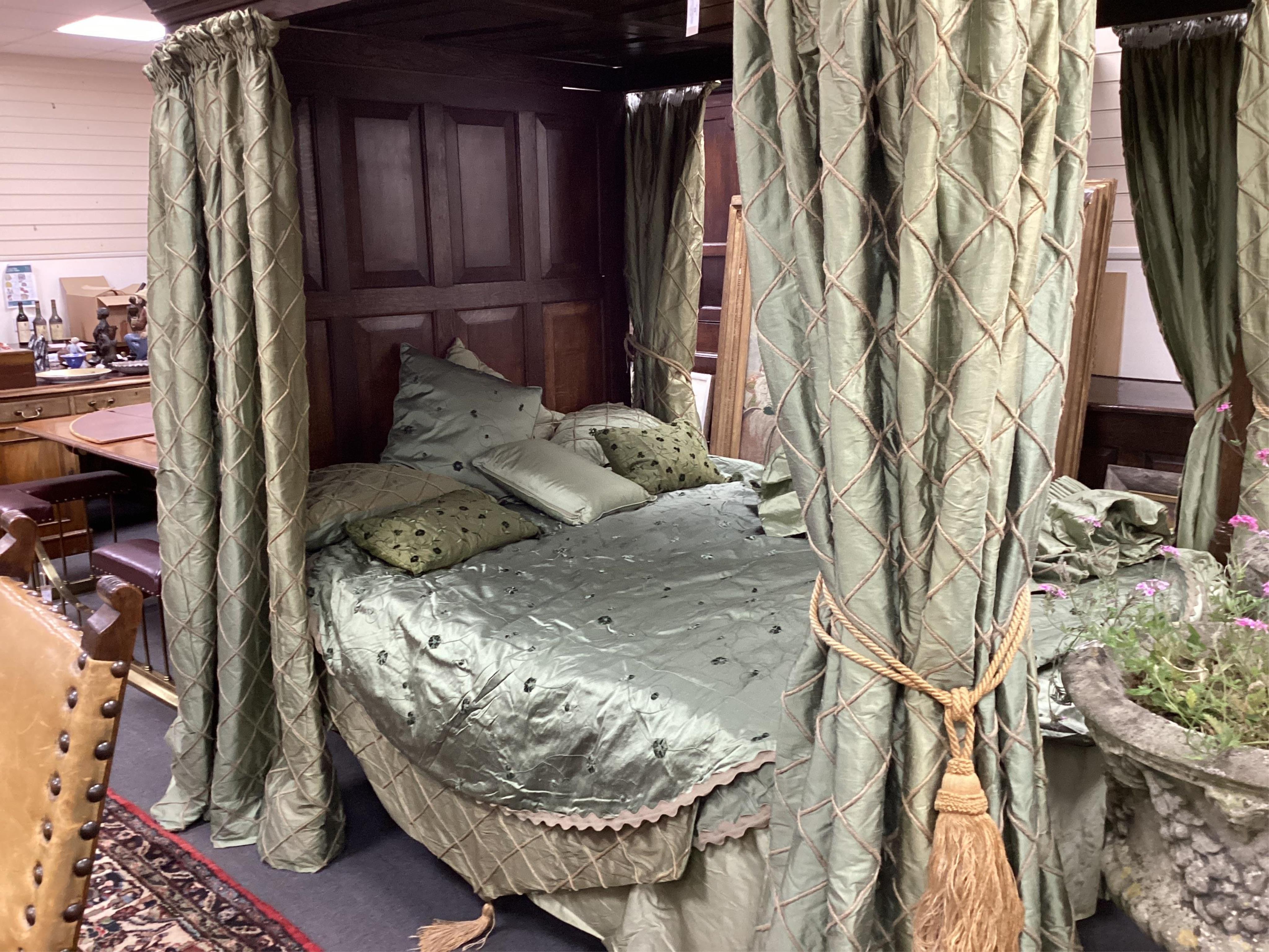 A 17th century style oak full tester bedstead